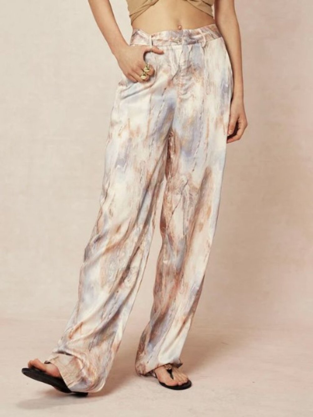 PRINT SATIN PANTS - Picture 4 of 4